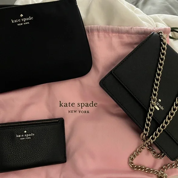 kate spade Gold Chain crossbody black. - Picture 3 of 5